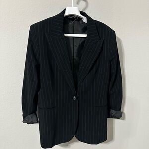 Norma Kamali Black Pinstripe Blazer Size 18
